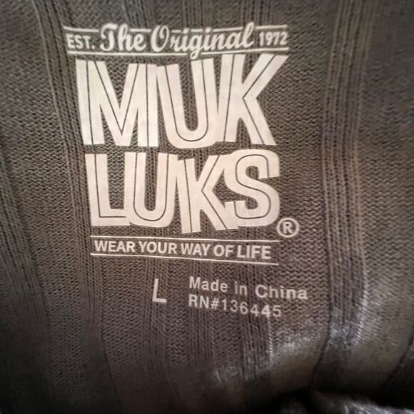 Muk Luks Lounge Set Rib Knit Henley Top Pants Cozy Minimalist Coffee Women L - Picture 10 of 13